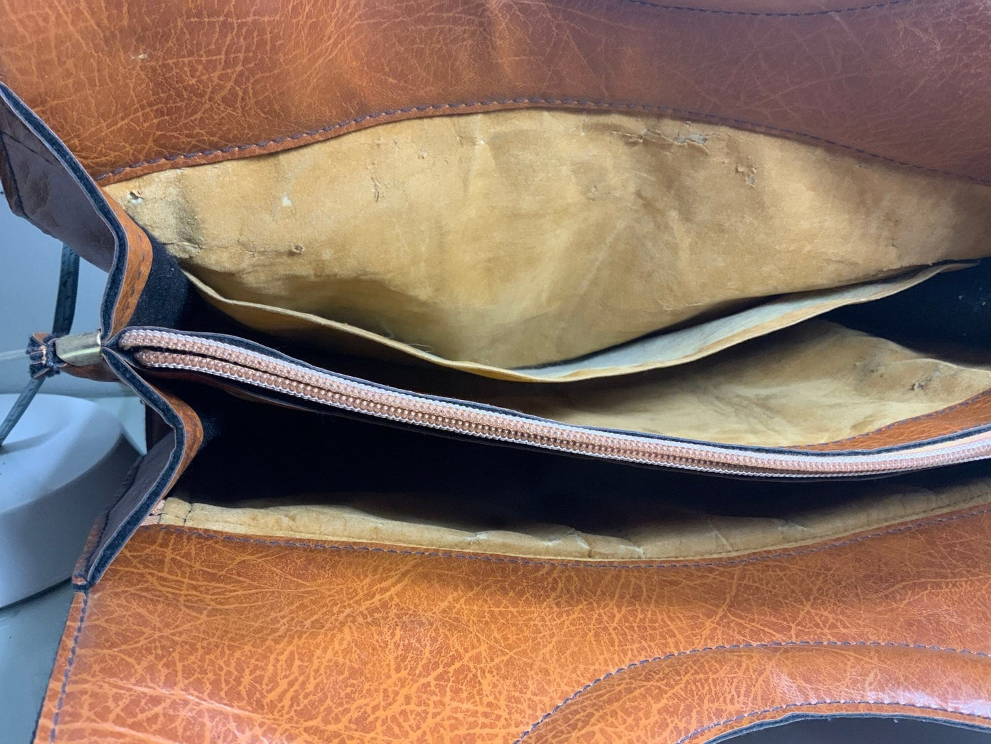 Cornell Creations Brown Leather Top Handle Purse