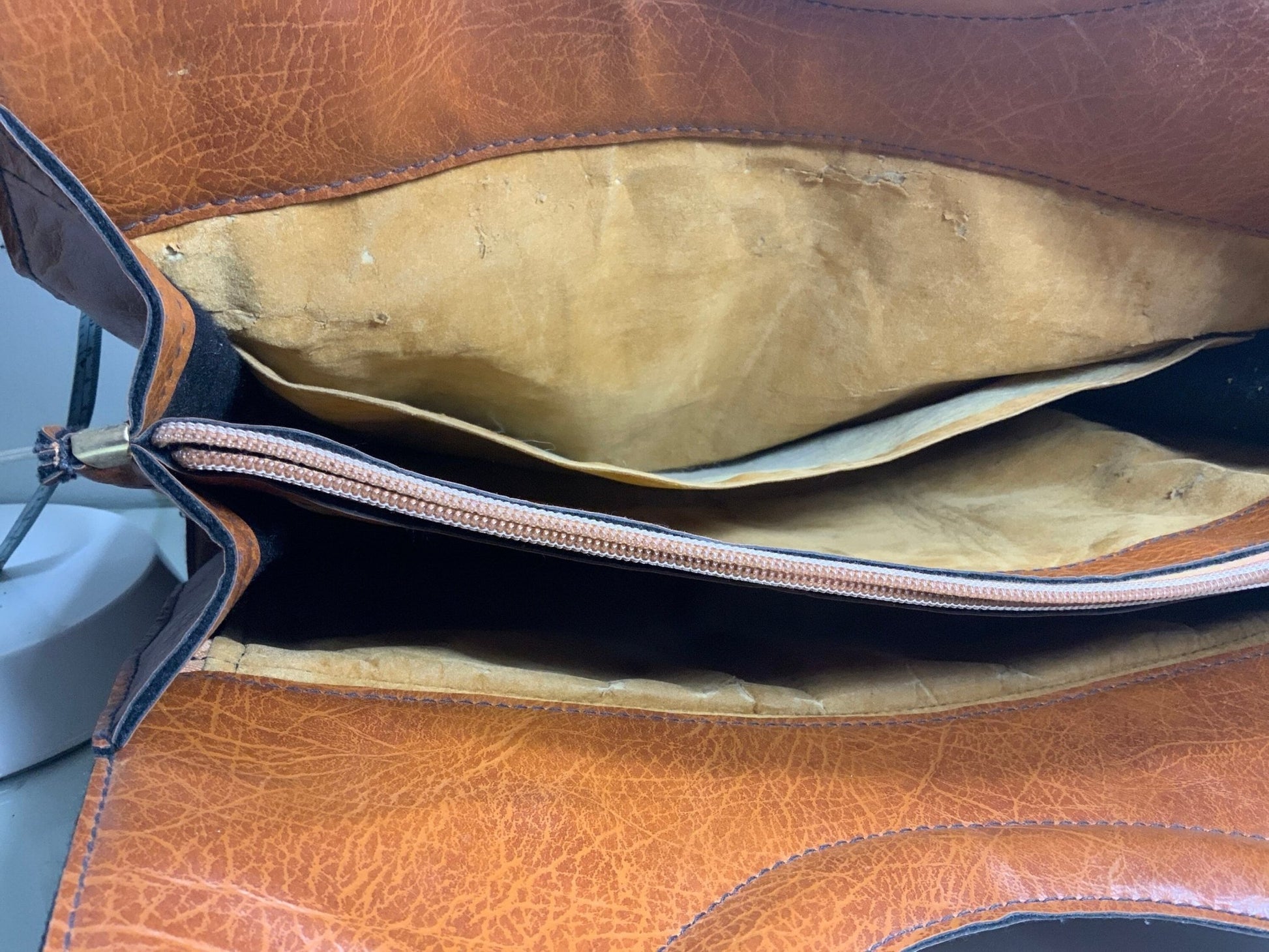 Cornell Creations Brown Leather Top Handle Purse