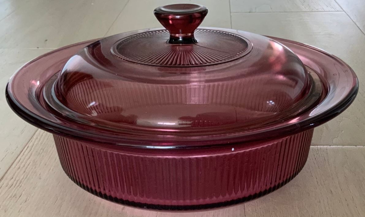 Corning Vision Cranberry colored Casserole Dish