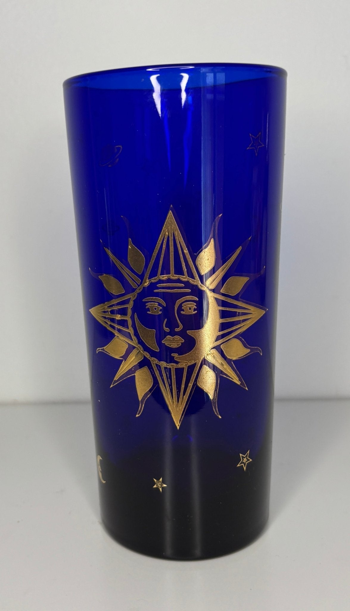 Culver Cobalt Blue Celestial Highball Tumbler Glass