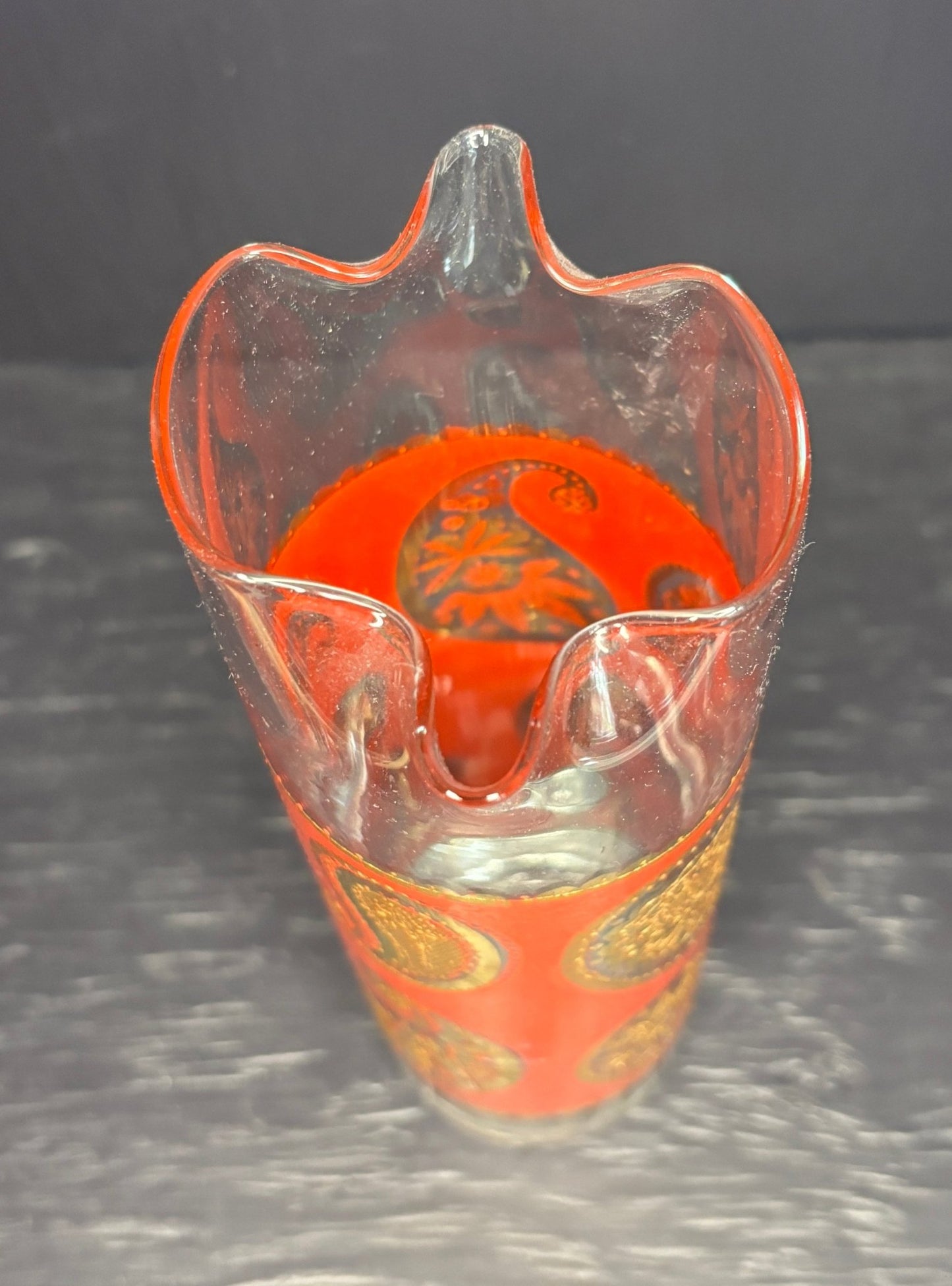 Culver Regency Gold and Red Thin Decanter