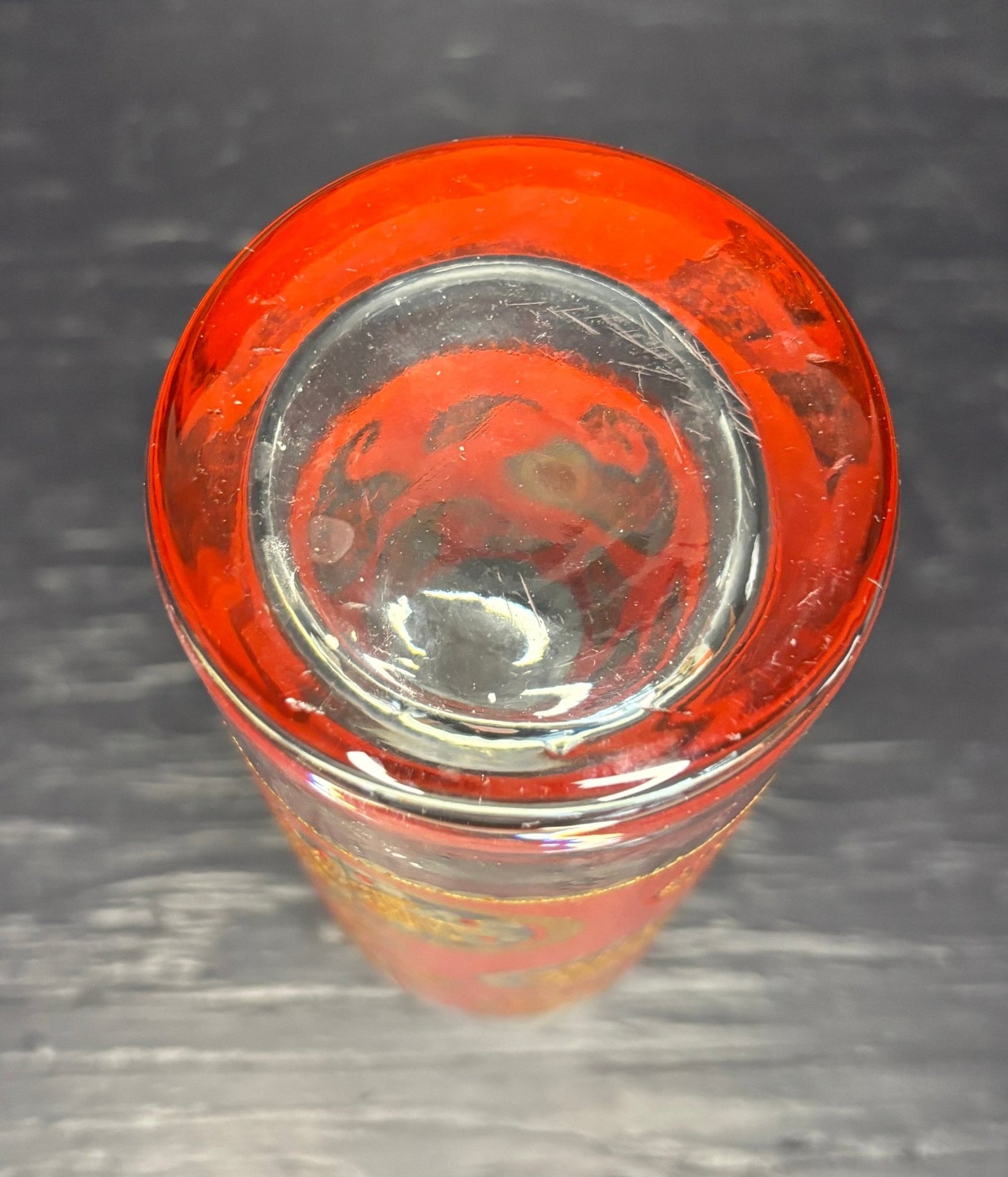 Culver Regency Gold and Red Thin Decanter