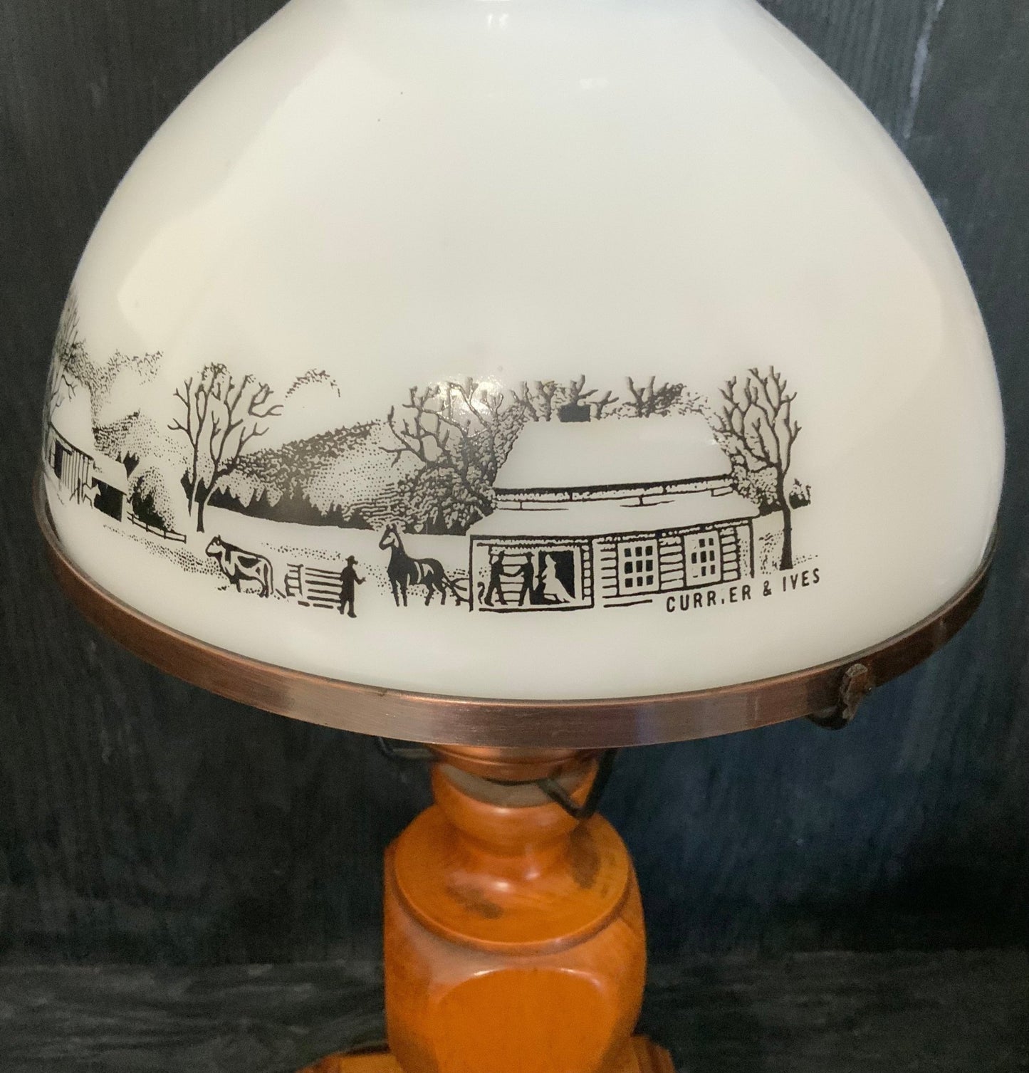 Currier and Ives Vintage Table Lamp