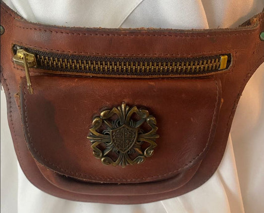 Custom Vintage Brown Leather Sporran Hip Purse