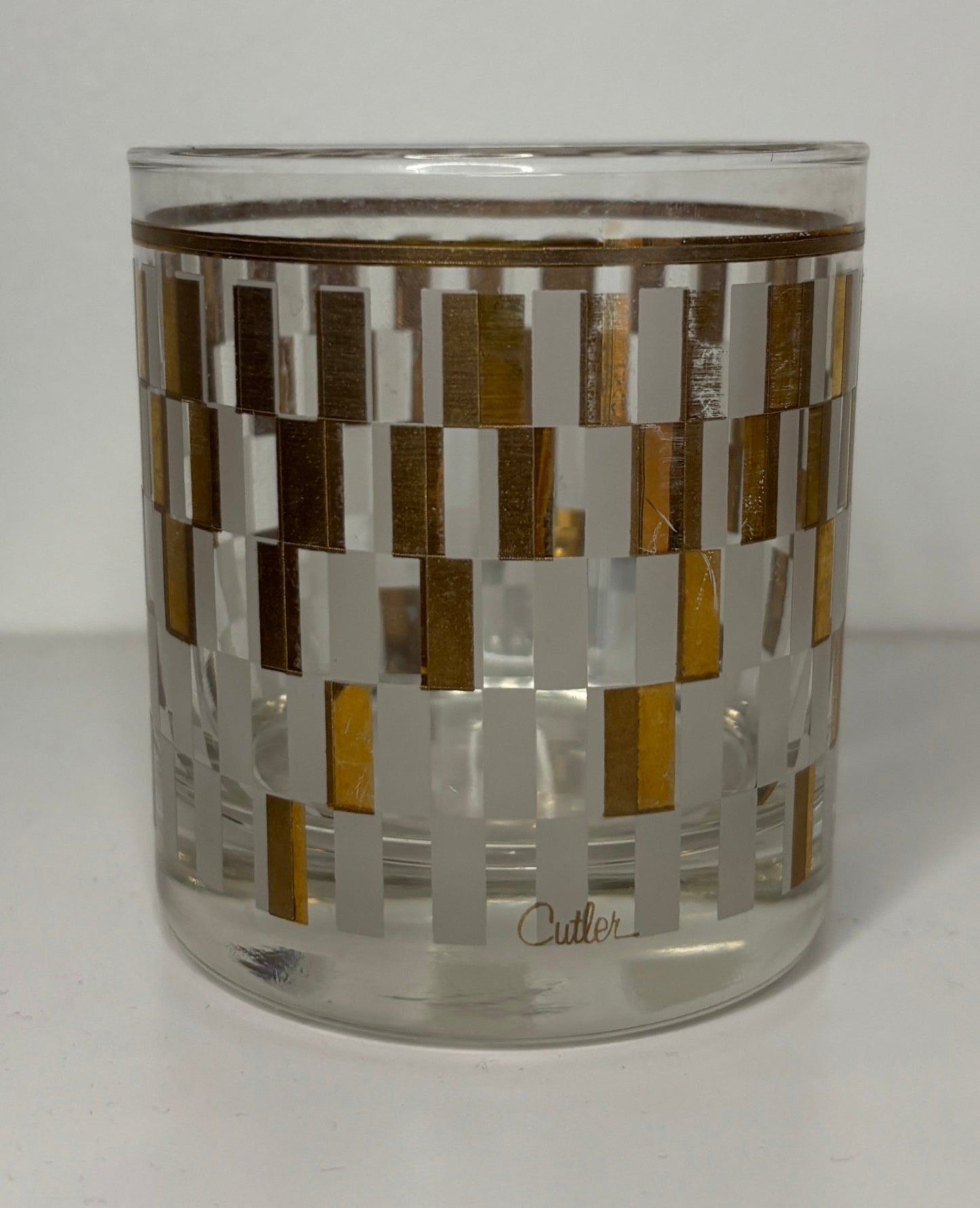Cutler Gold Block Old Fashioned Lowball Glasses Set