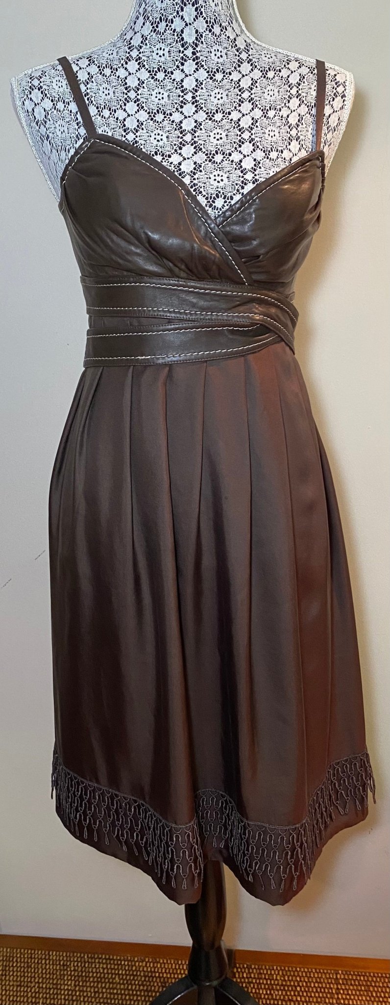Danier Leather Brown Leather Bustier Dress Size 6