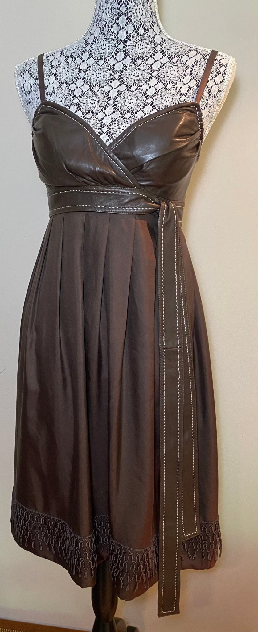 Brown Leather Bustier Dress