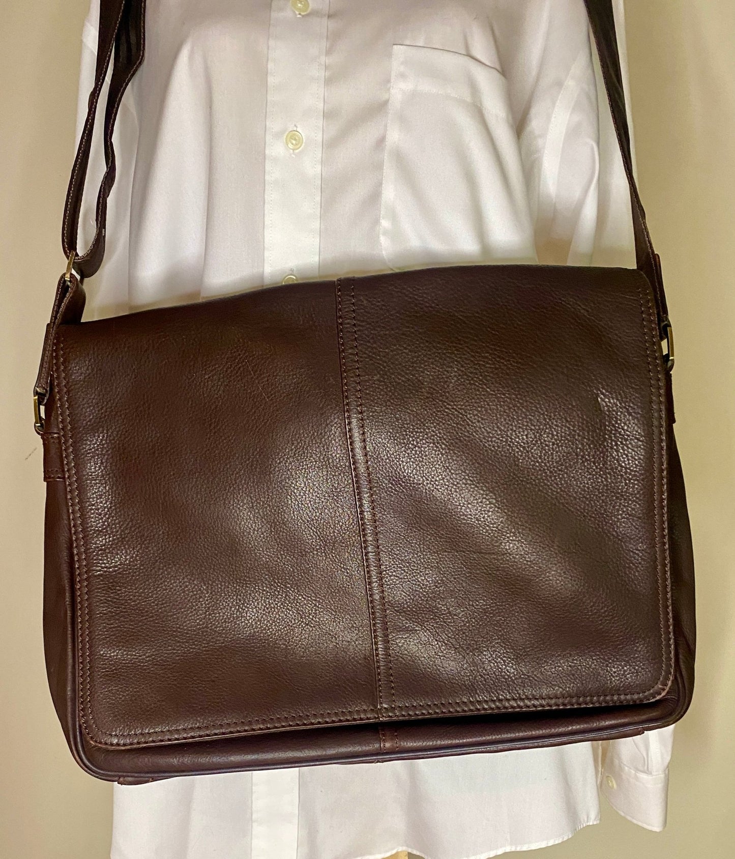Danier Leather Brown Leather Messenger Bag Satchel