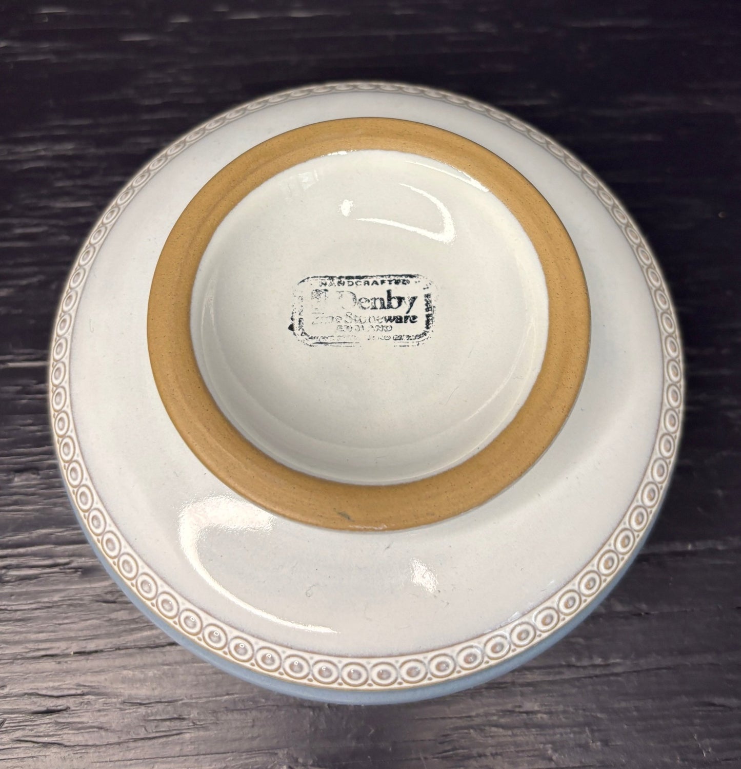 light blue Denby Castile Pedestal Soup Bowl