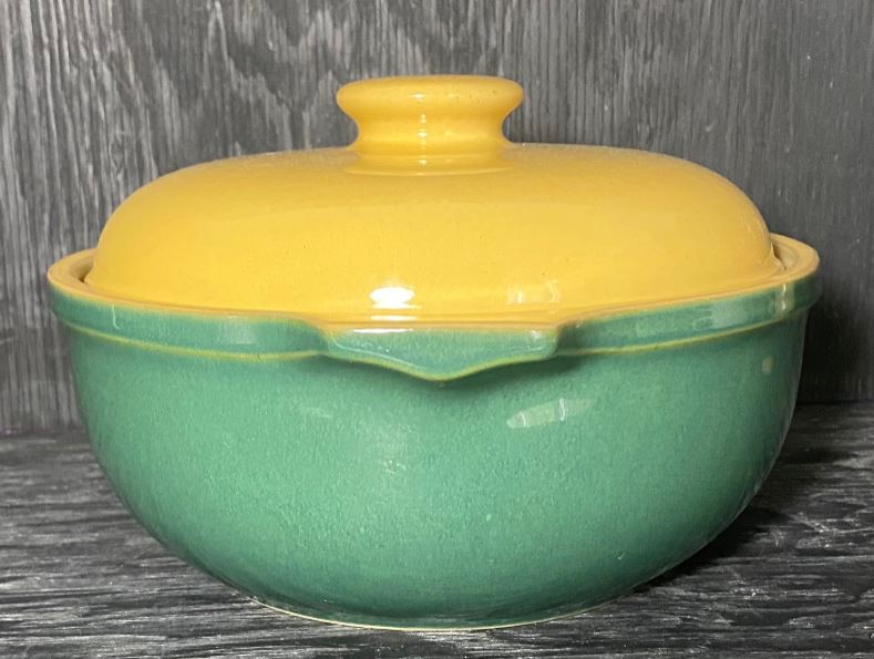 Denby Classic Green Covered Casserole Dish with yellow lid