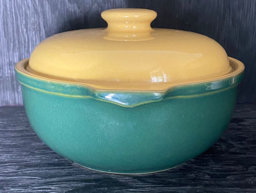 Denby Classic Green Covered Casserole Dish with yellow lid