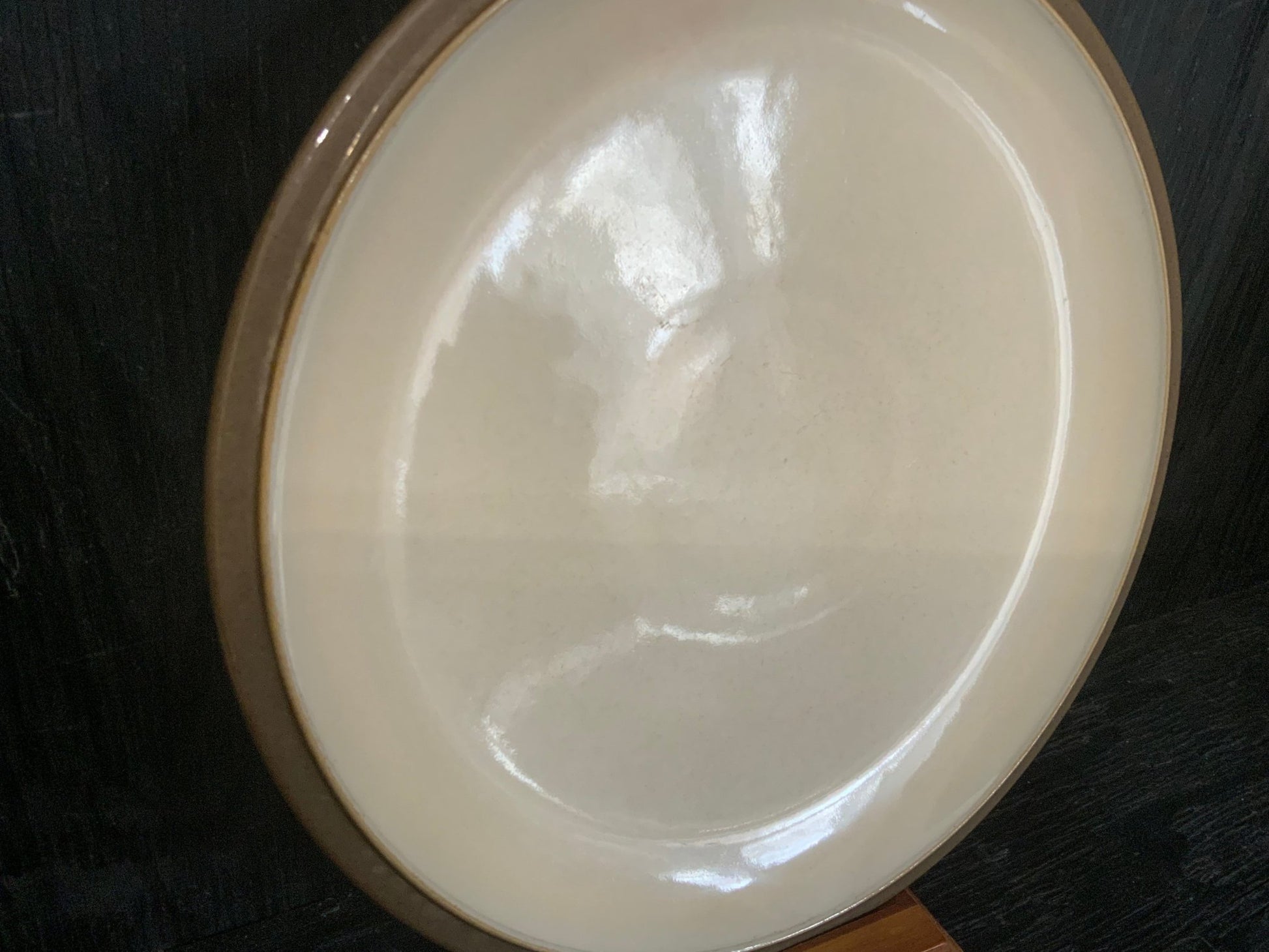 white with brown trim Denby Everyday Cappuccino Side Plate