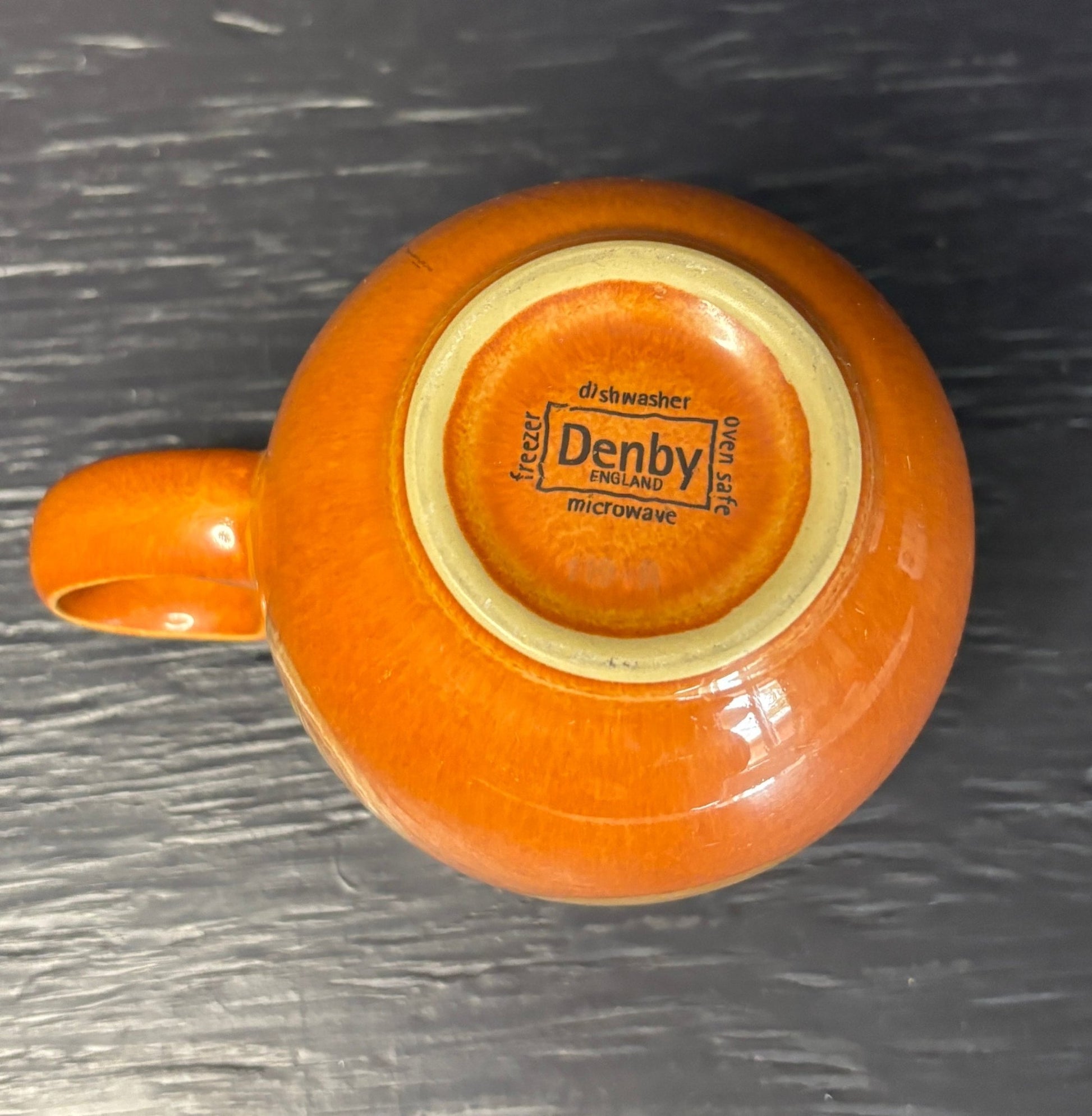 Denby Fire Chilli Coffee Mug with orange and cream color