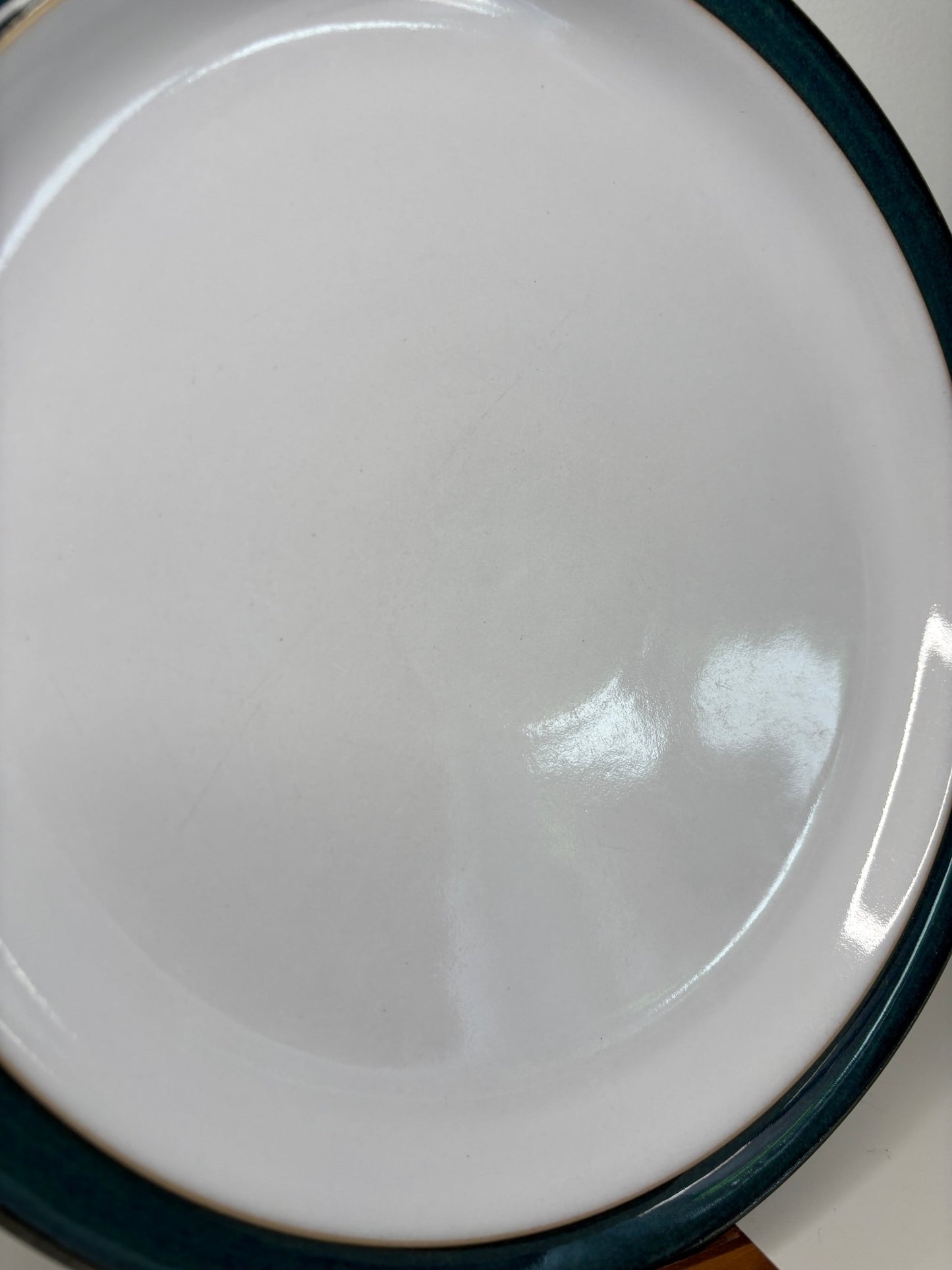 white with green trim and gold band Denby Greenwich Dinner Plate