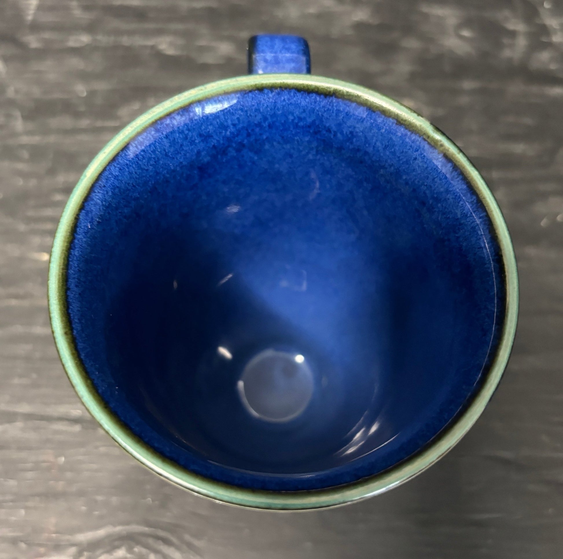 Denby Harlequin Blue and Green Footed Pedestal Mug