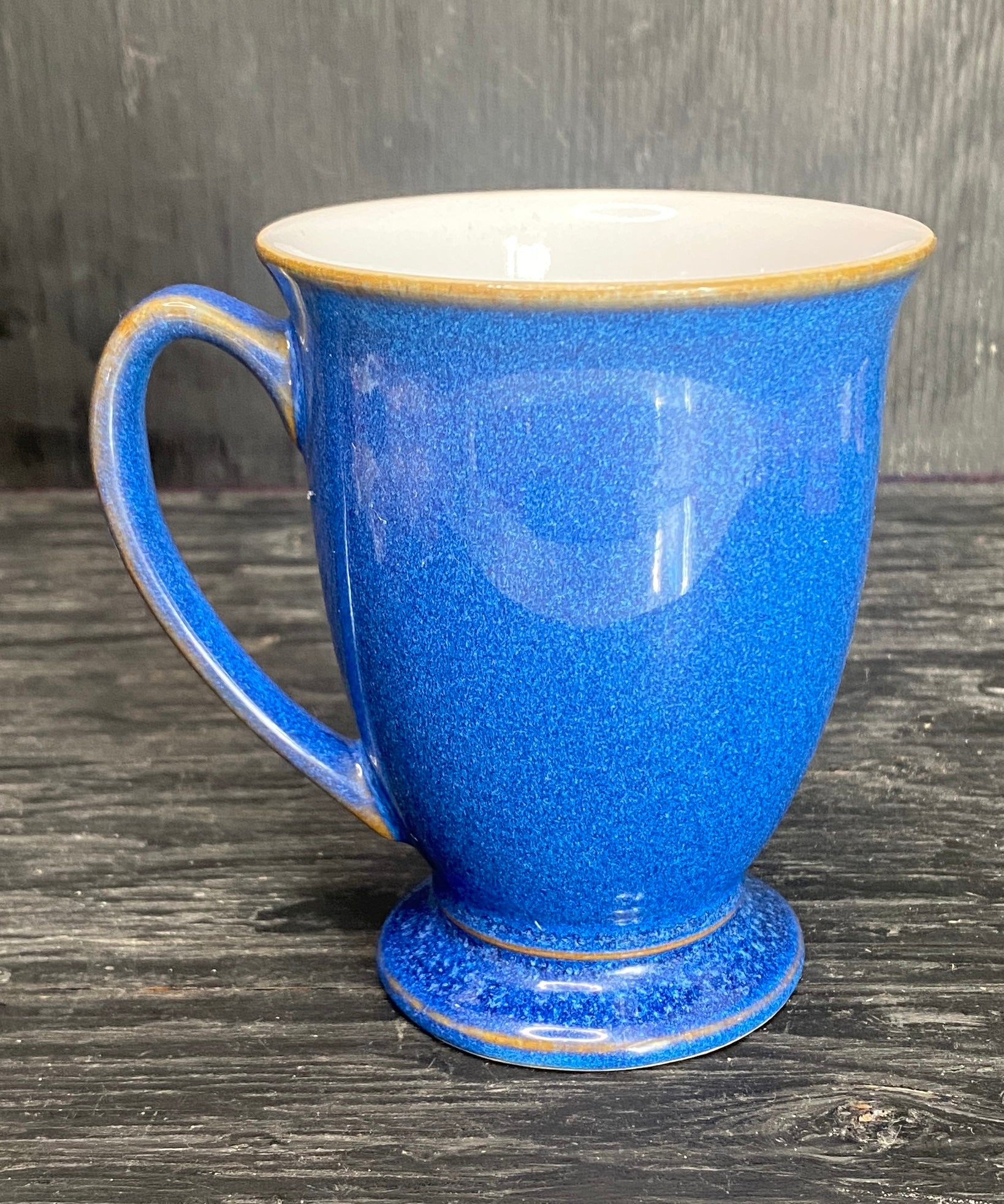 Denby Harlequin Blue and White Footed Pedestal Mug