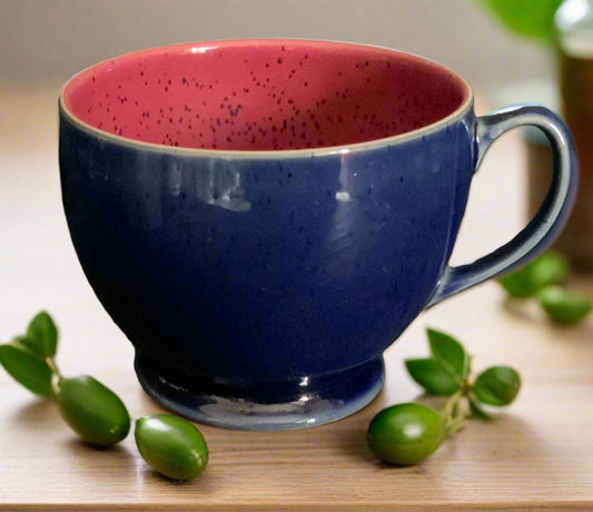 Denby Harlequin Blue Breakfast Teacups