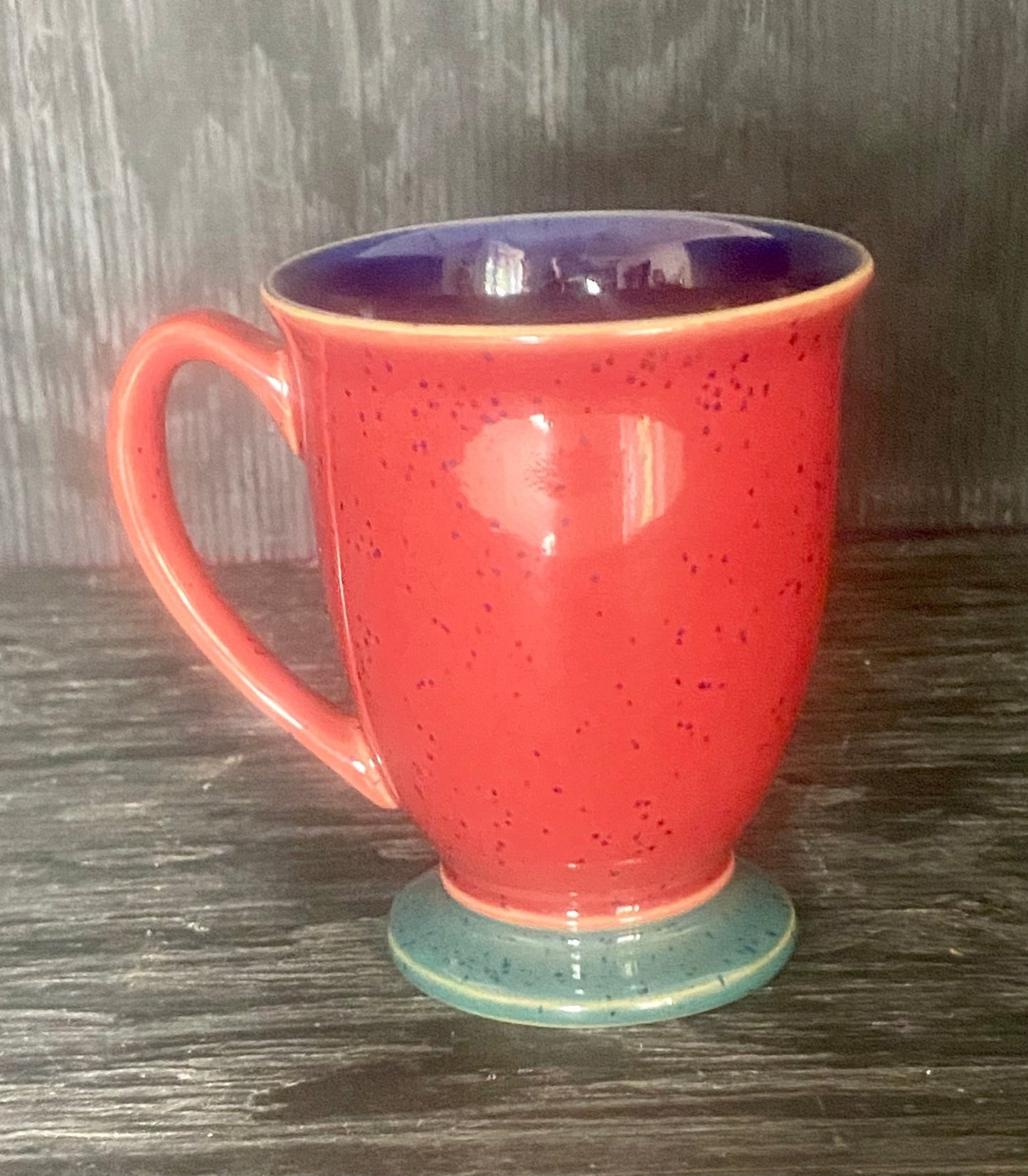 Denby Harlequin Red Footed Pedestal Mugs
