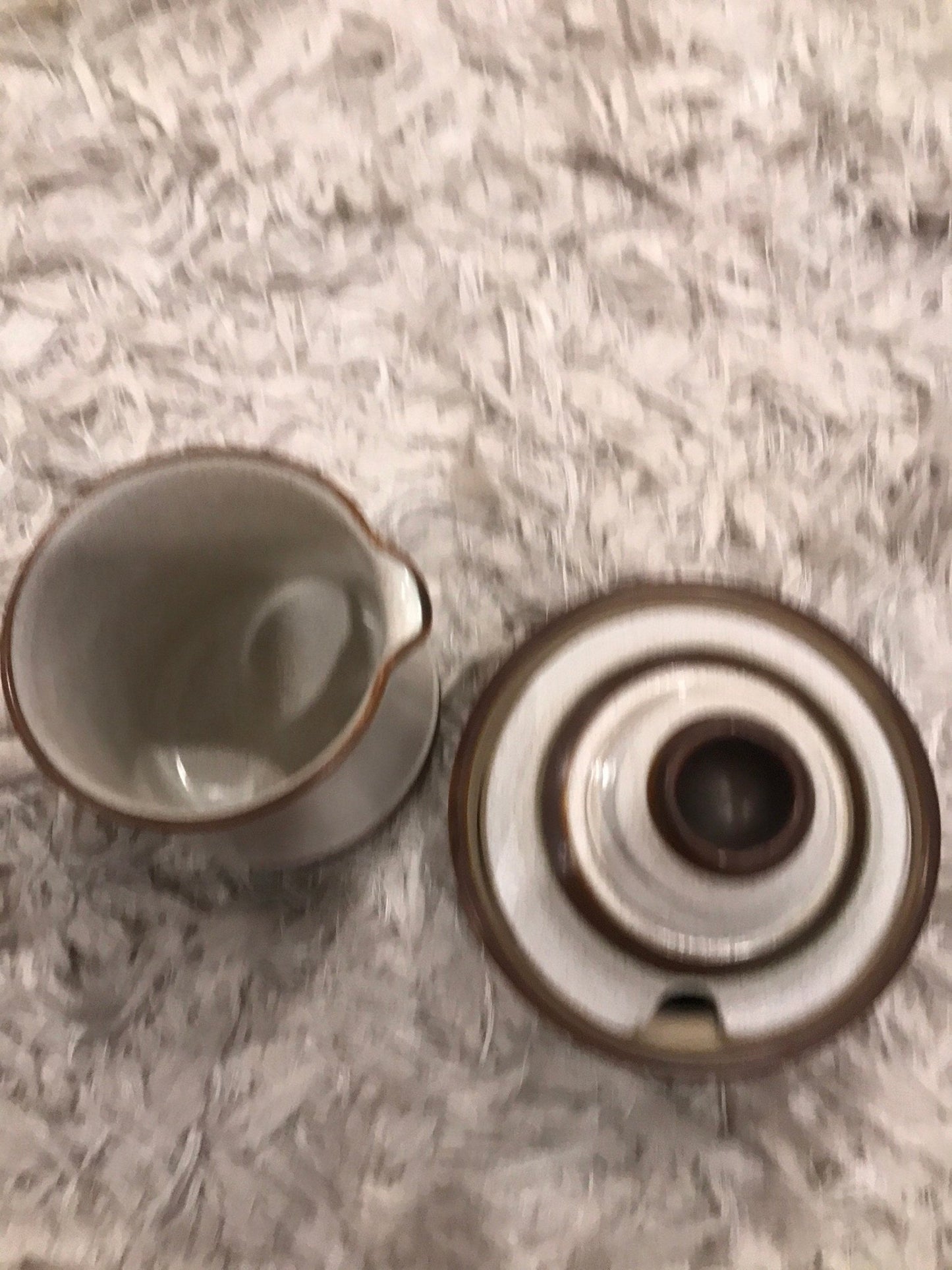 Denby Potters Wheel Creamer and Sugar Bowl