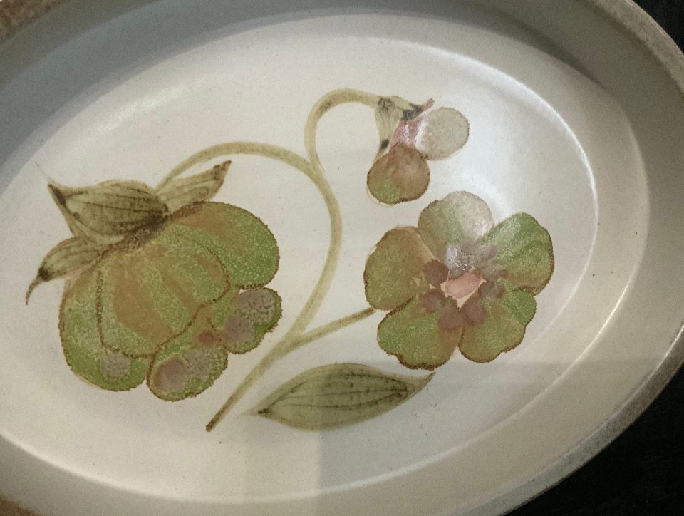 Denby Troubadour serving Platter with green flower design