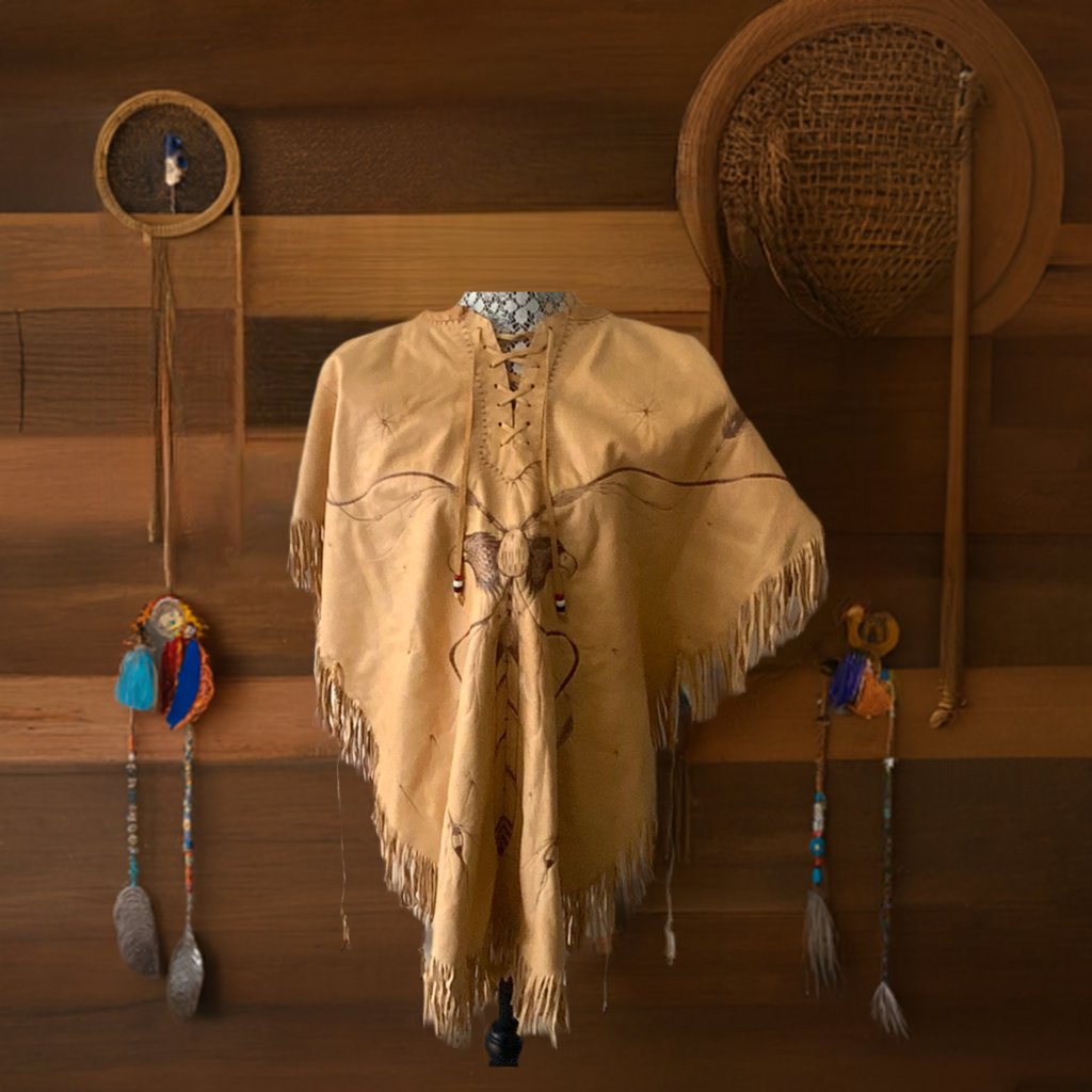 Du Sault First Nations Deerskin Poncho