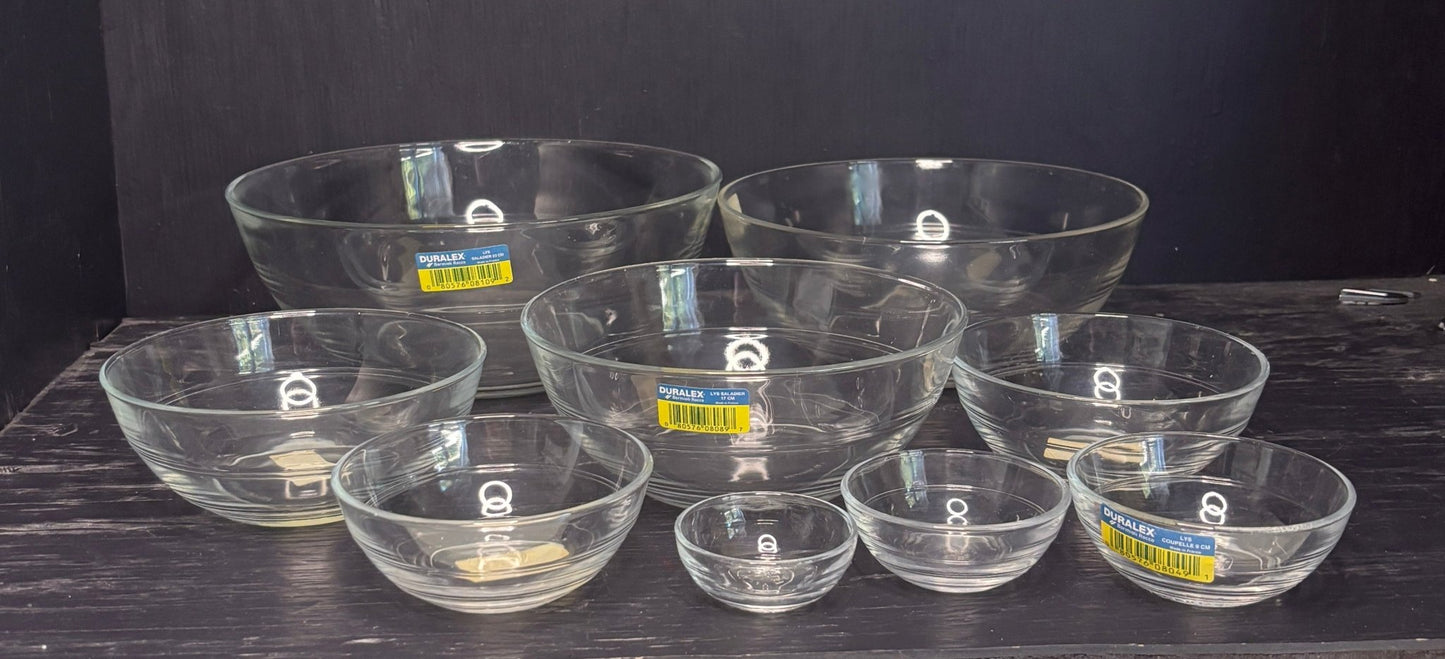 Duralex Bormioli Rocco Lys 9 Piece Glass Mixing Bowl Set