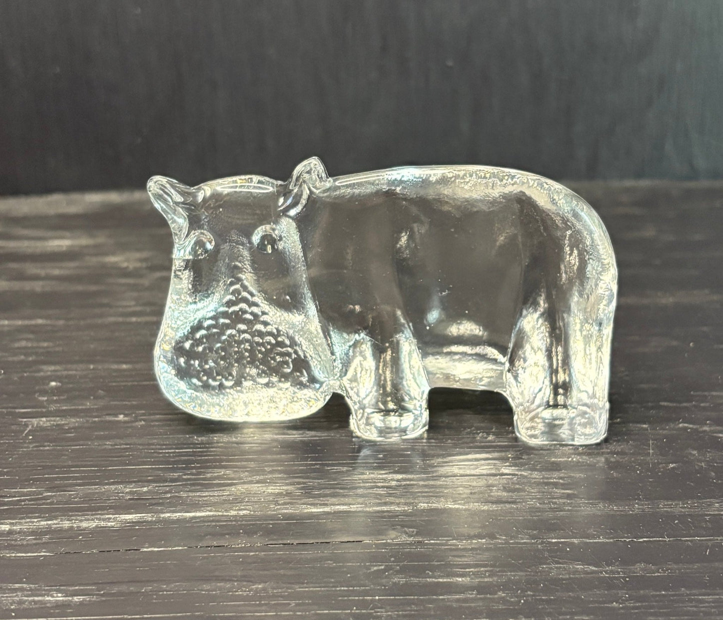Kosta Boda Zoo Animals Glass Paperweight Flat Back Hippo