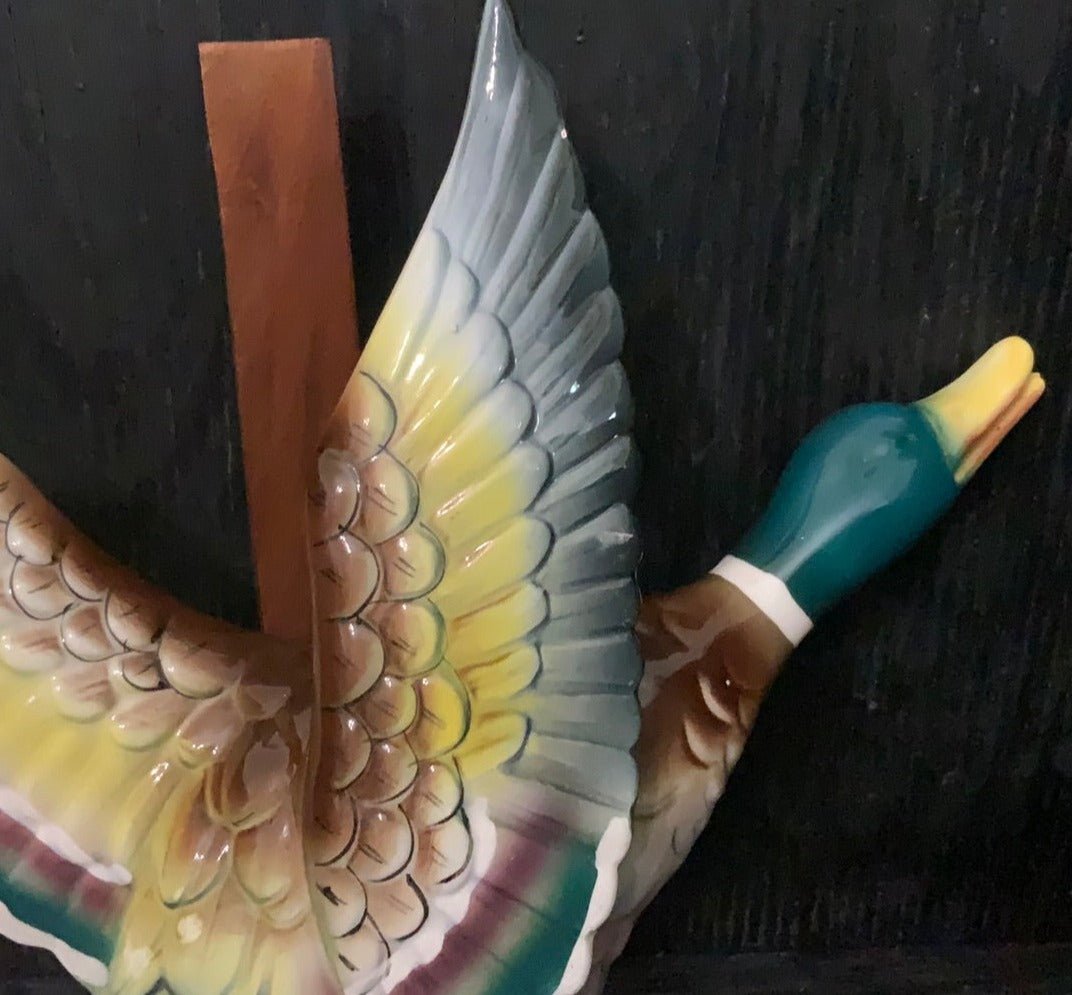 Hand Painted Ceramic Duck in Flight