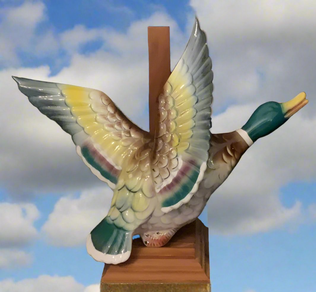 ESD Japan Hand Painted Ceramic Duck in Flight Wall Hanger Art