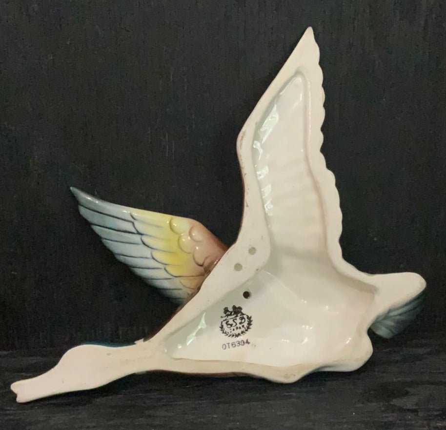 ESD Japan Hand Painted Ceramic Duck in Flight Wall Hanger Art