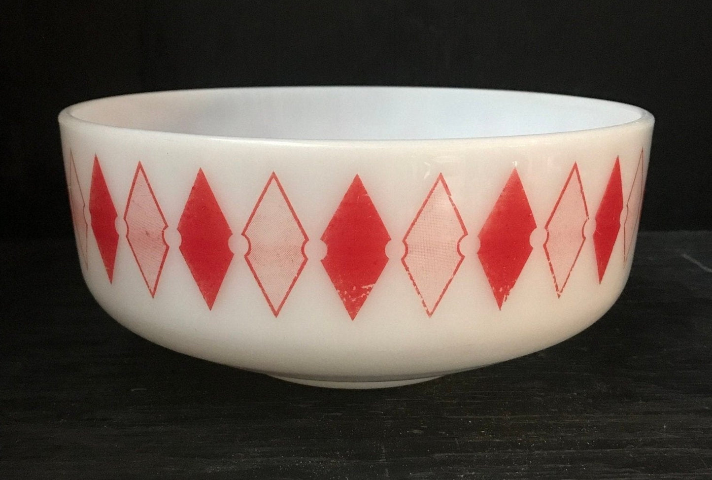 Federal Glass 1950's Diamond Milk Glass Bowl