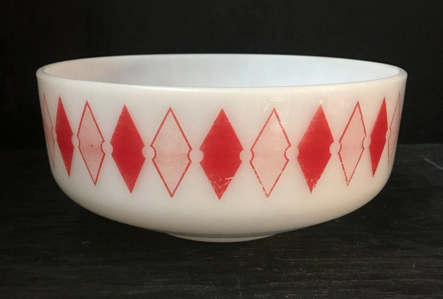 Federal Glass 1950's Diamond Milk Glass Bowl