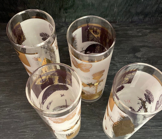 Federal Glass Golden Meadow Frosted Highball Glass