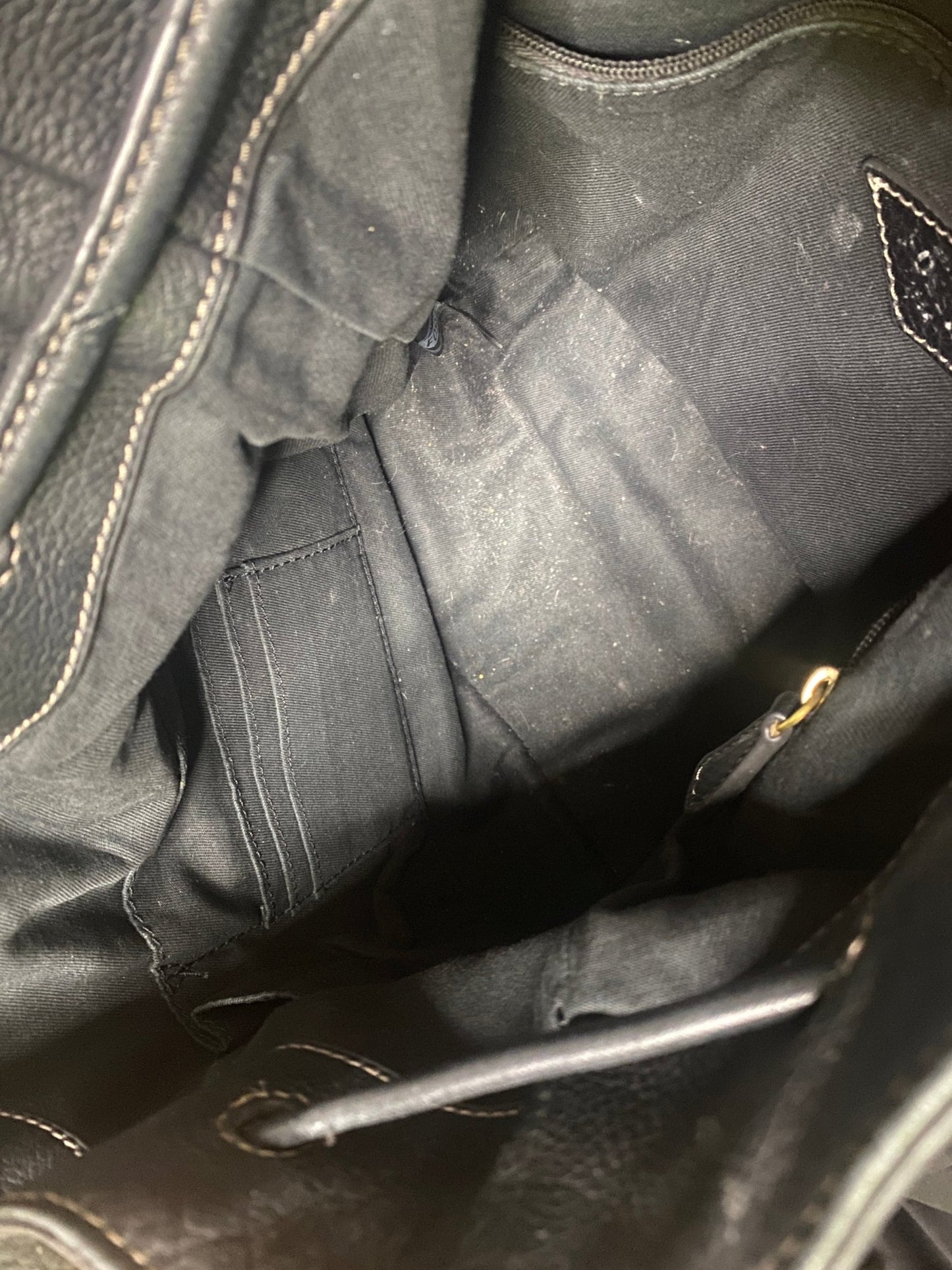 Fossil 1954 Black Fringe Drawstring Tote Convertible Purse