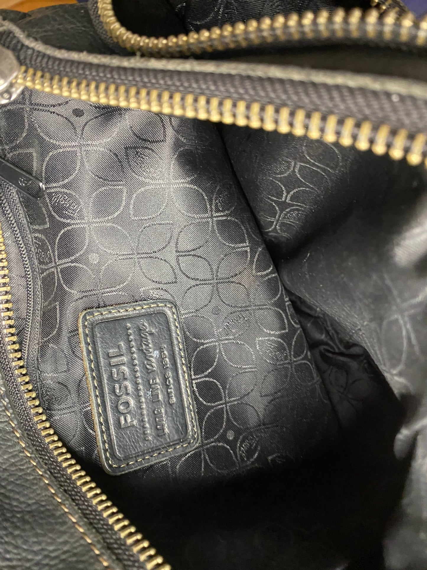 Fossil Black Leather Crossbody Purse Handbag