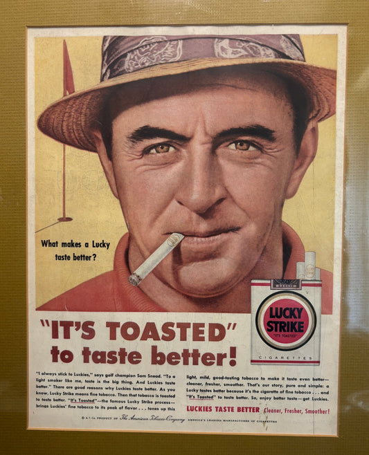 Golfer Sam Snead Lucky Strike Cigarettes Advertisement Poster