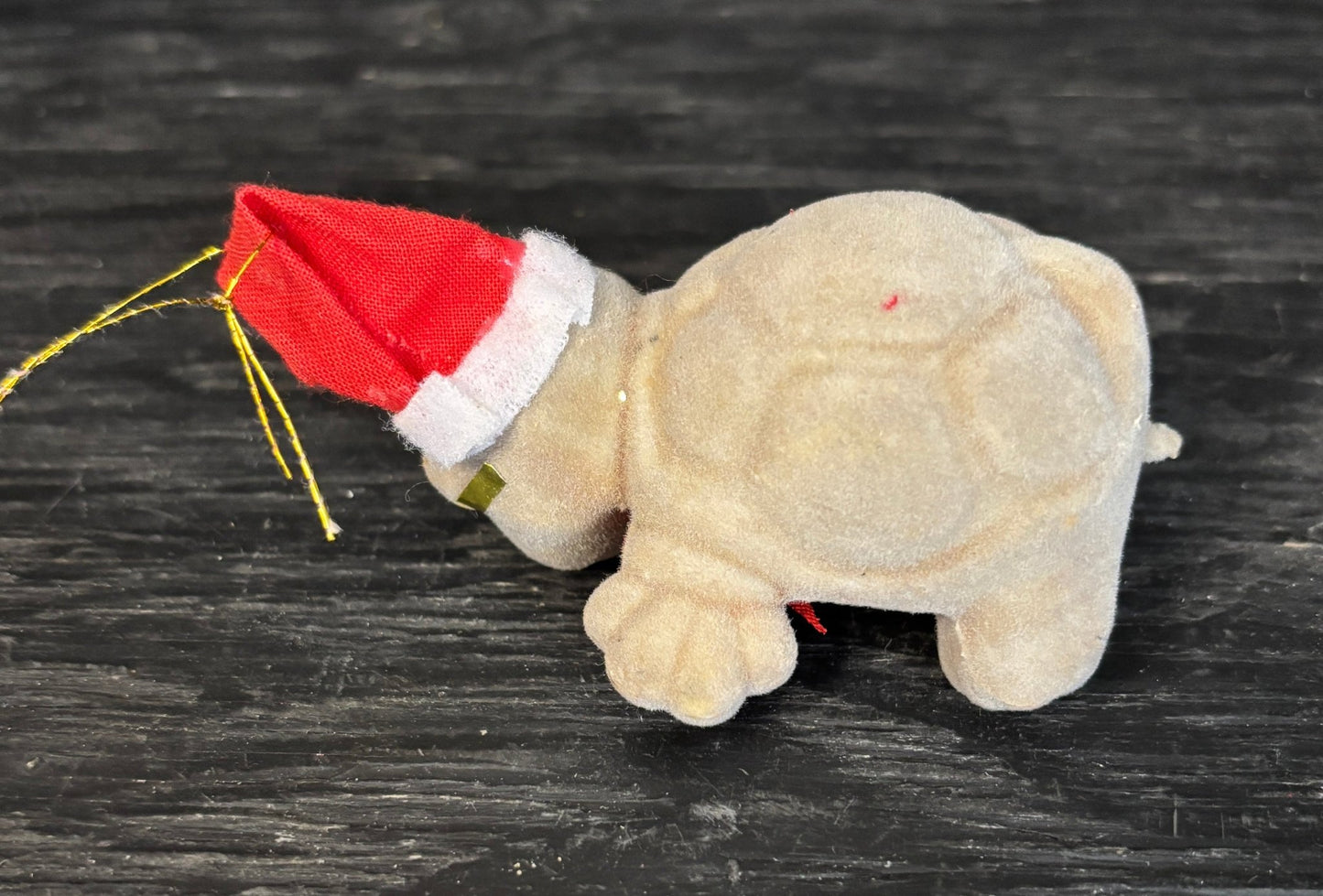 Gray Turtle Vintage Flocked Felt Christmas Ornament