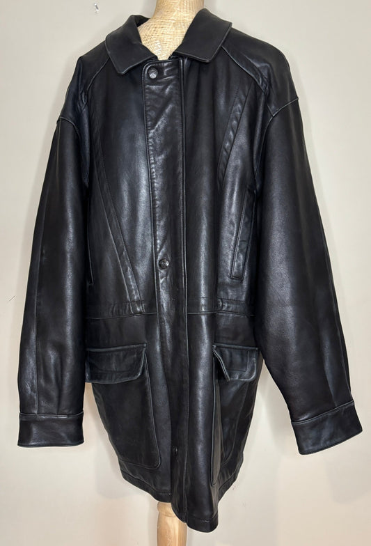 Guy Laroche Mens Black Leather Coat