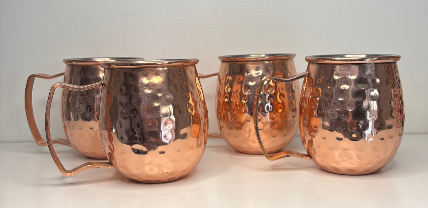 Hammered Copper Moscow Mule Mugs Set