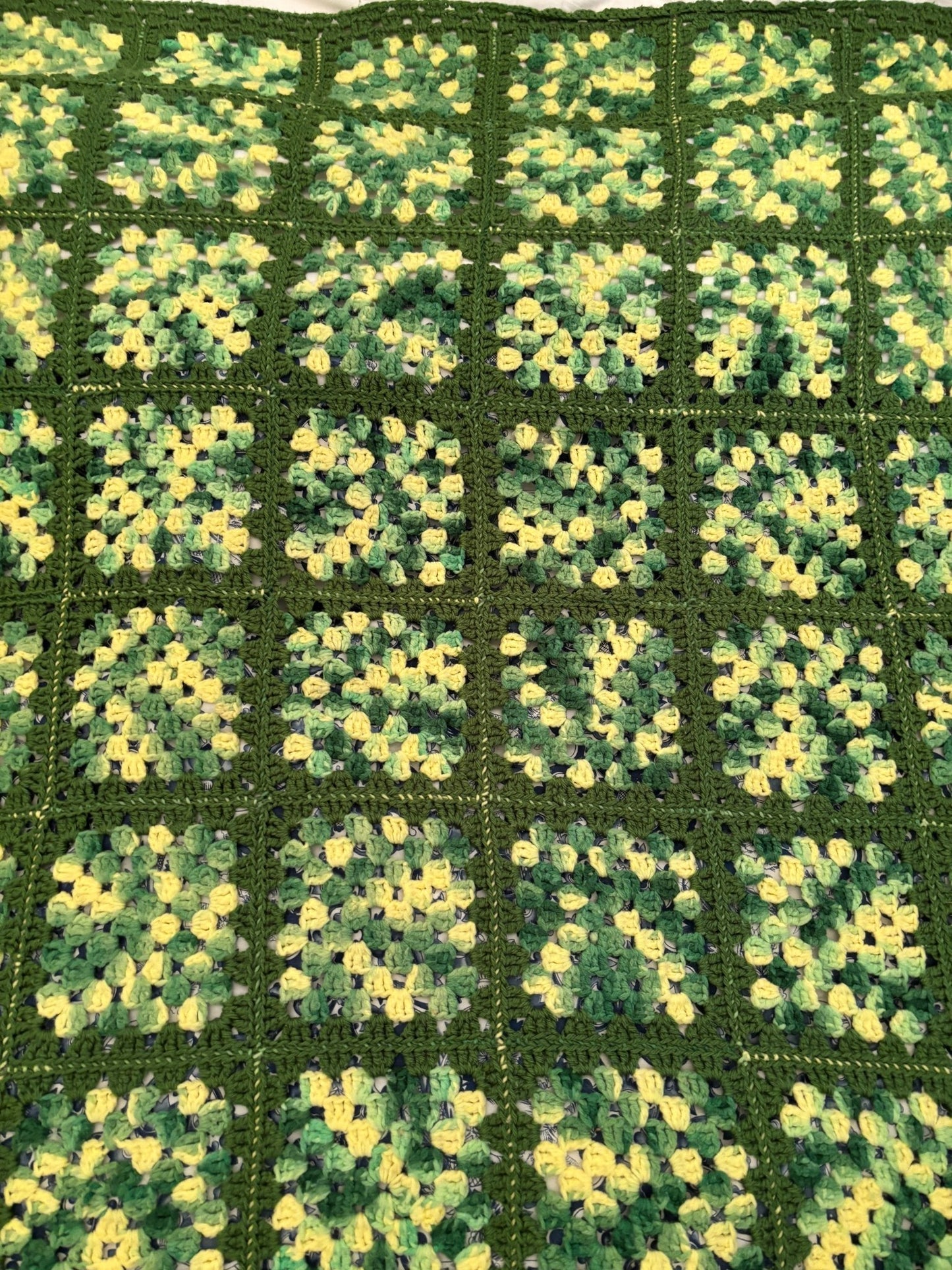 Hand Knit Green Granny Blanket