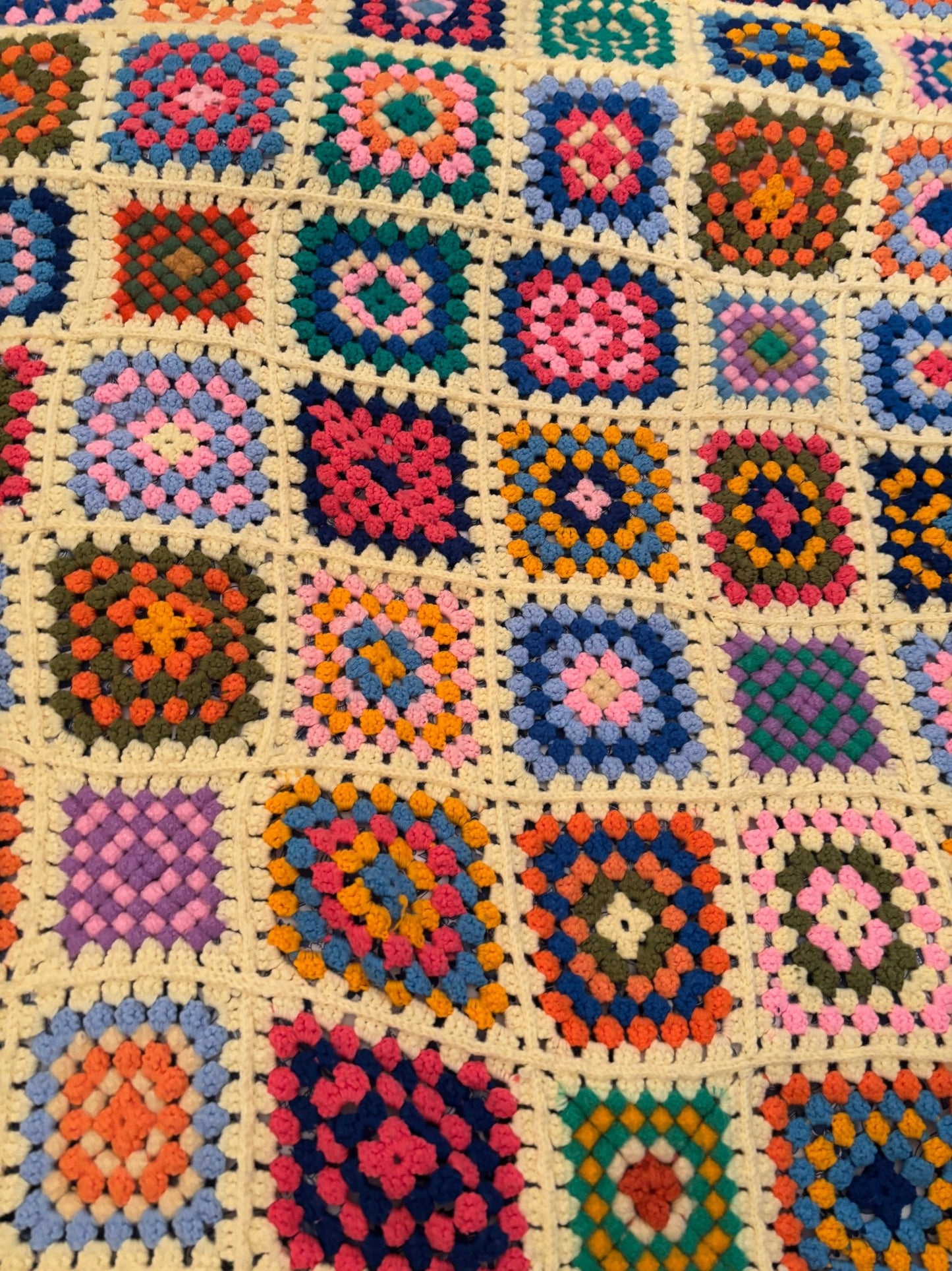 Hand Knit Yellow Afghan Blanket