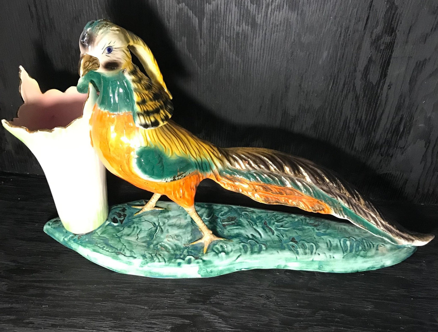 Hand Painted Made in Italy Ceramic Pheasant Vase