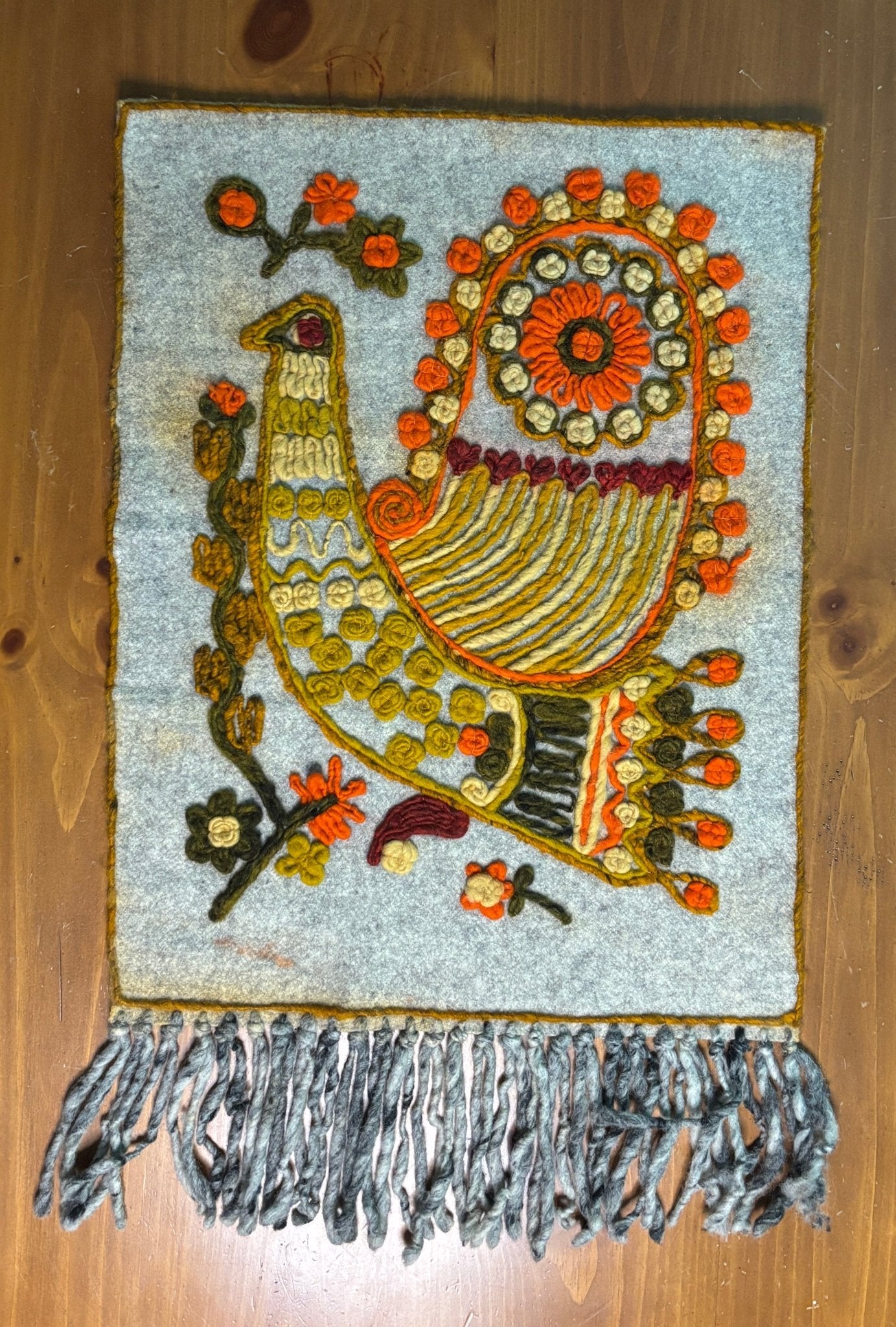 Hand Woven Peacock Theme Wool Tapestry