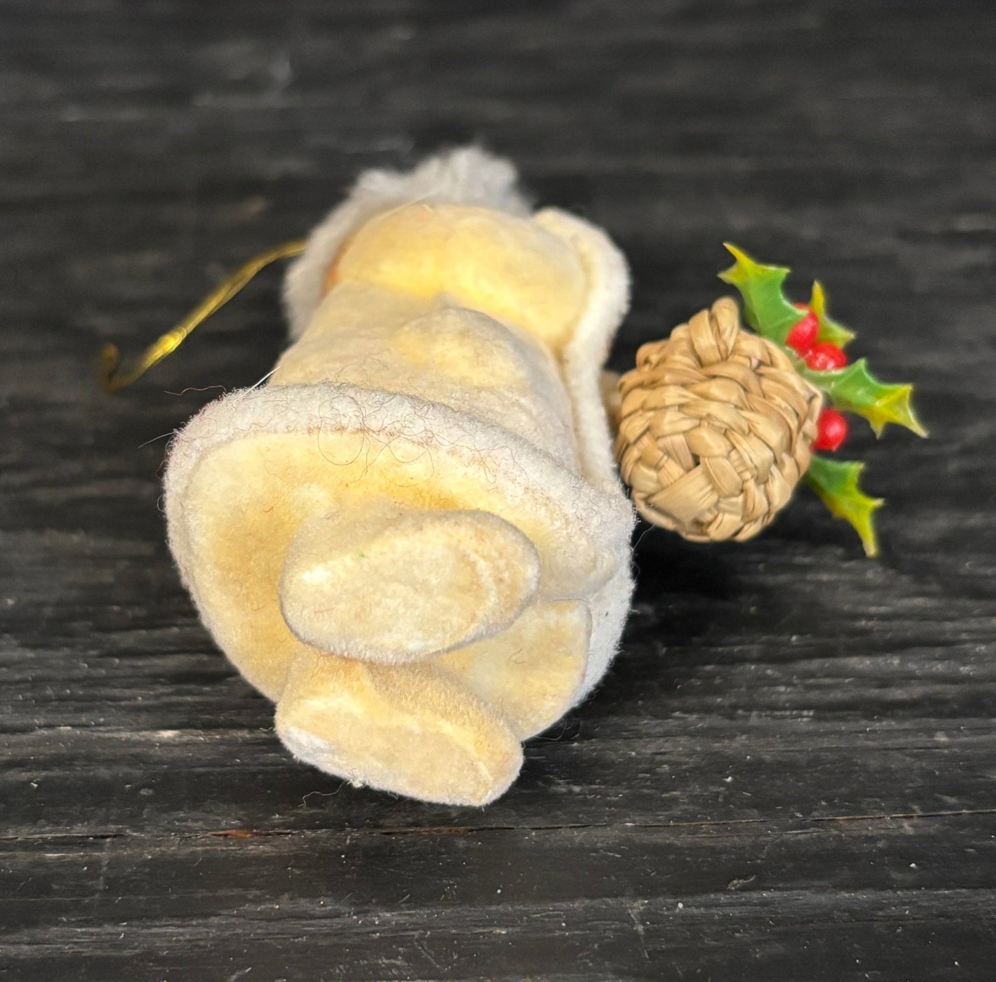 Inuit Woman with Basket Flocked Felt Christmas Ornament