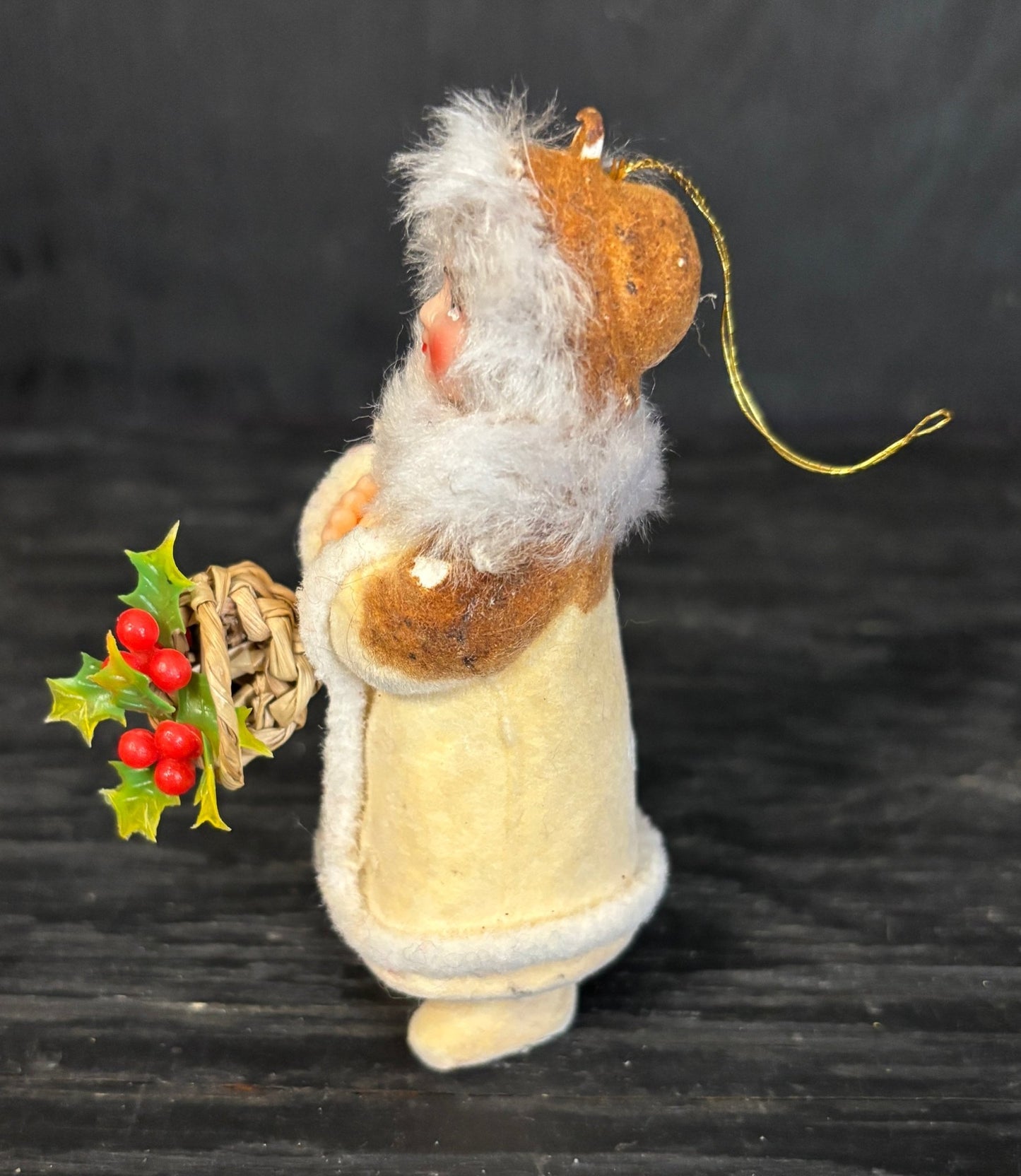 Inuit Woman with Basket Flocked Felt Christmas Ornament