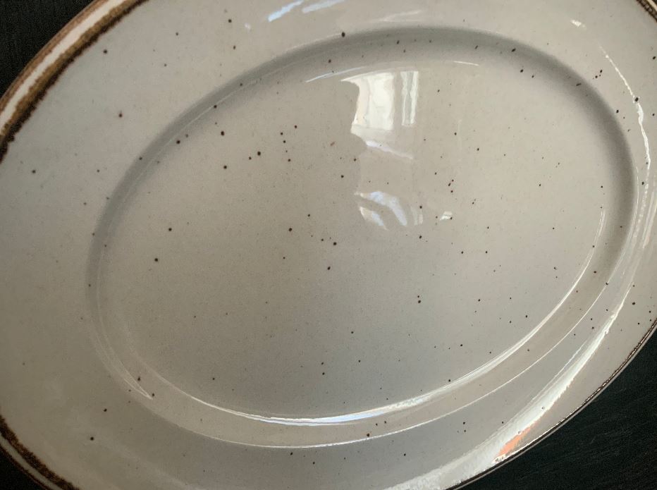 Johnson Brothers Ironstone Serving Platter white with brown trim