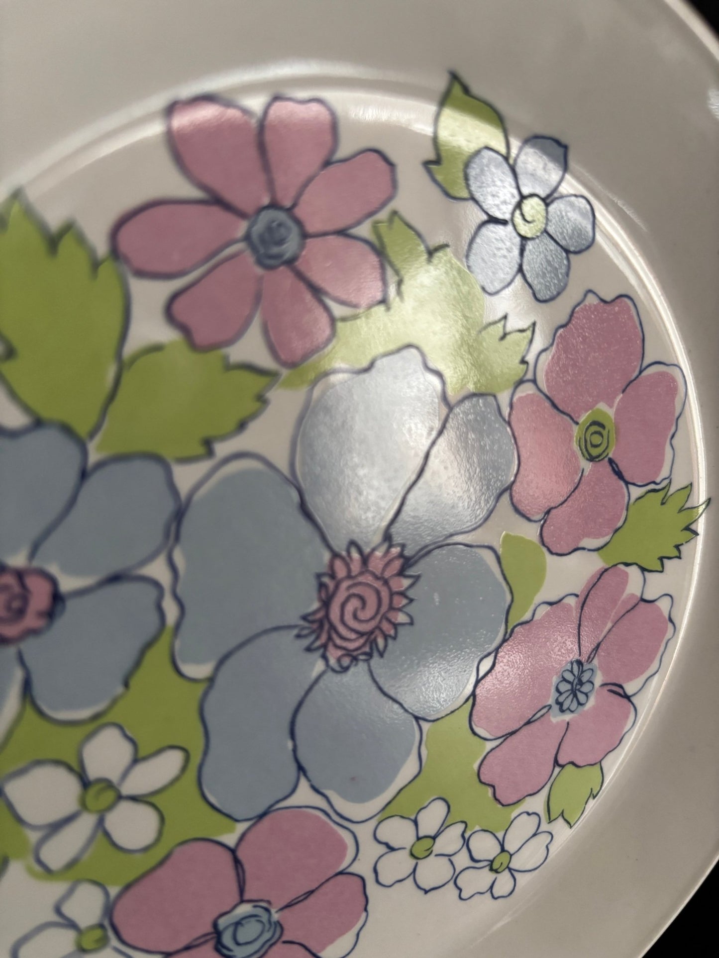 Johnson Brothers Snowhite Bread Plate with pink and bluie colored flowers