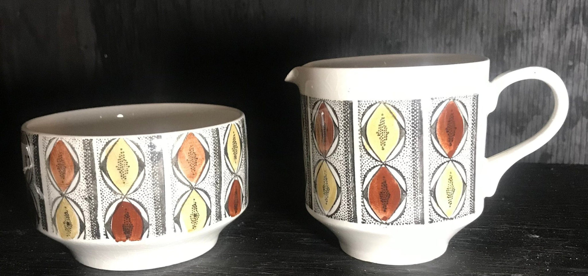 Kathie Winkle Mexico Creamer and Sugar Bowl Set