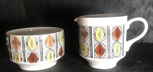 Kathie Winkle Mexico Creamer and Sugar Bowl Set