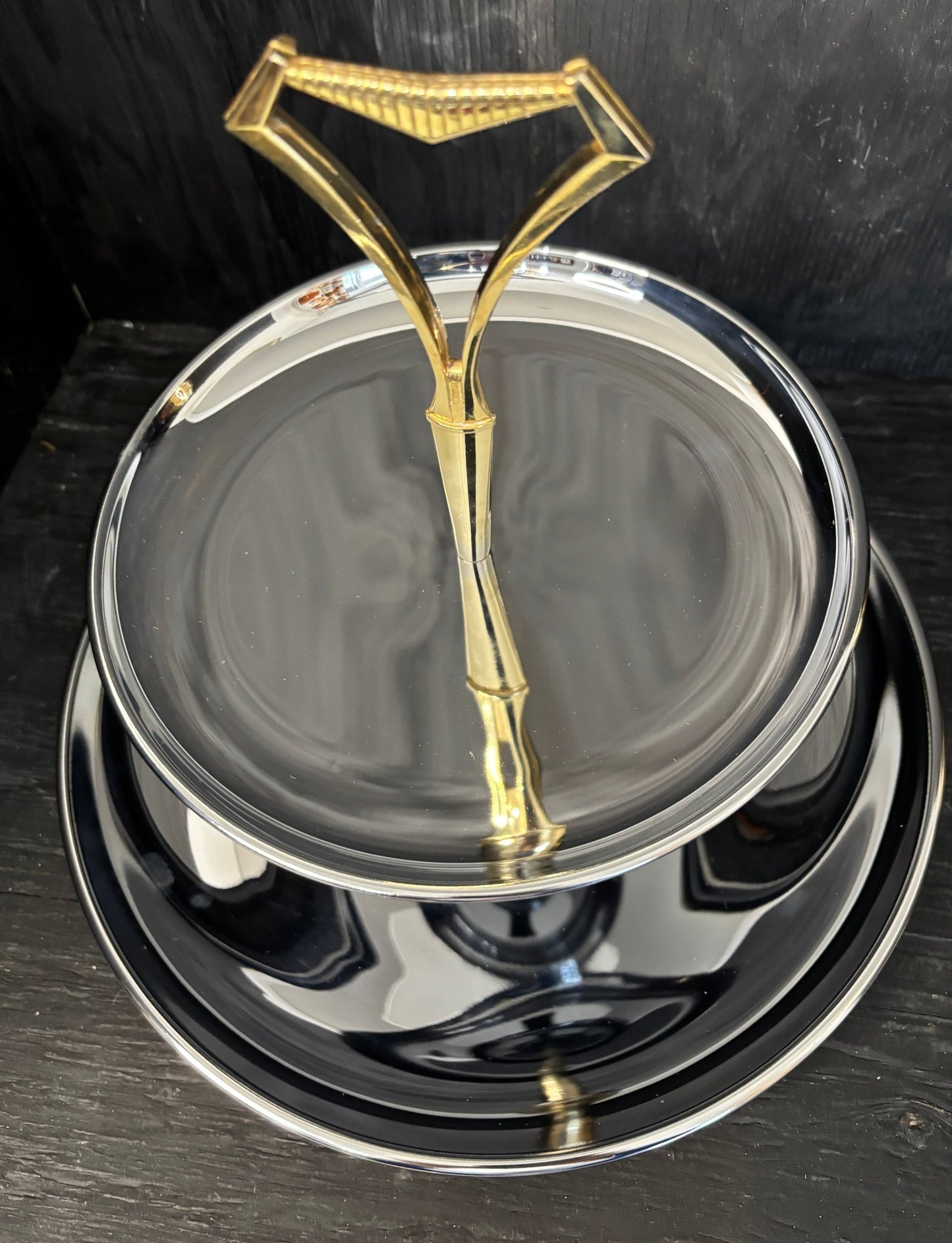 Kromex Two Tiered Metal Serving Tray